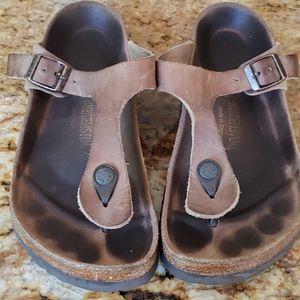Gizeh size 38 regular Birkenstocks tobacco leather